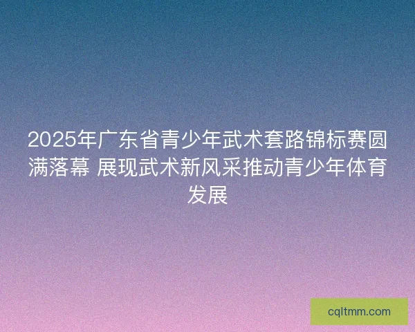 2025年广东省青少年武术套路锦标赛圆满落幕 展现武术新风采推动青少年体育发展